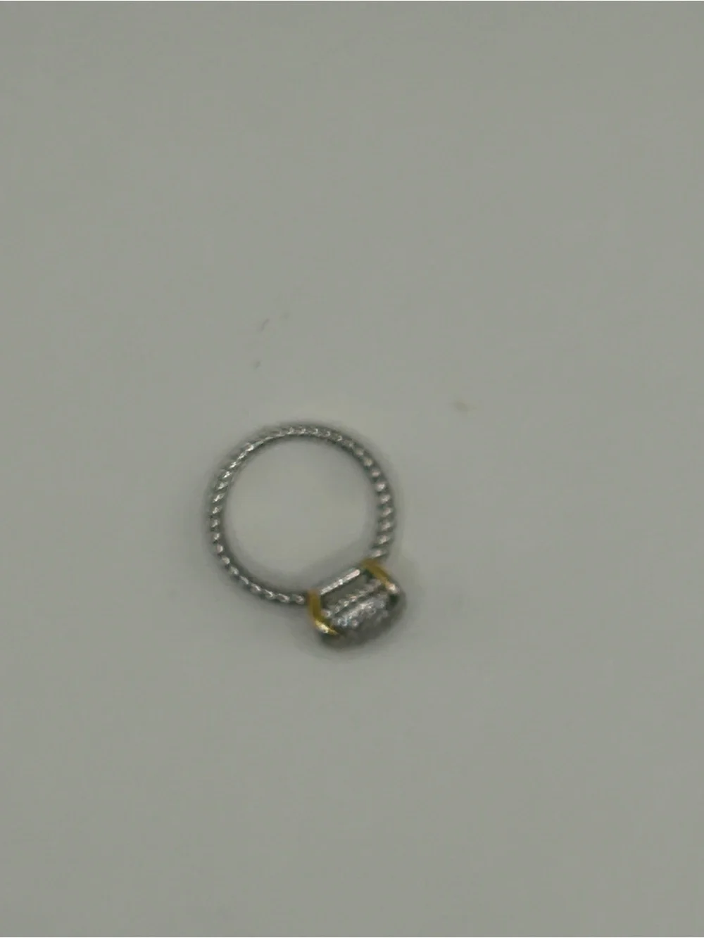 Sterling Silver Pavé Square Ring with Gold Accent - Silver 9.5 - Picture 5 of 6